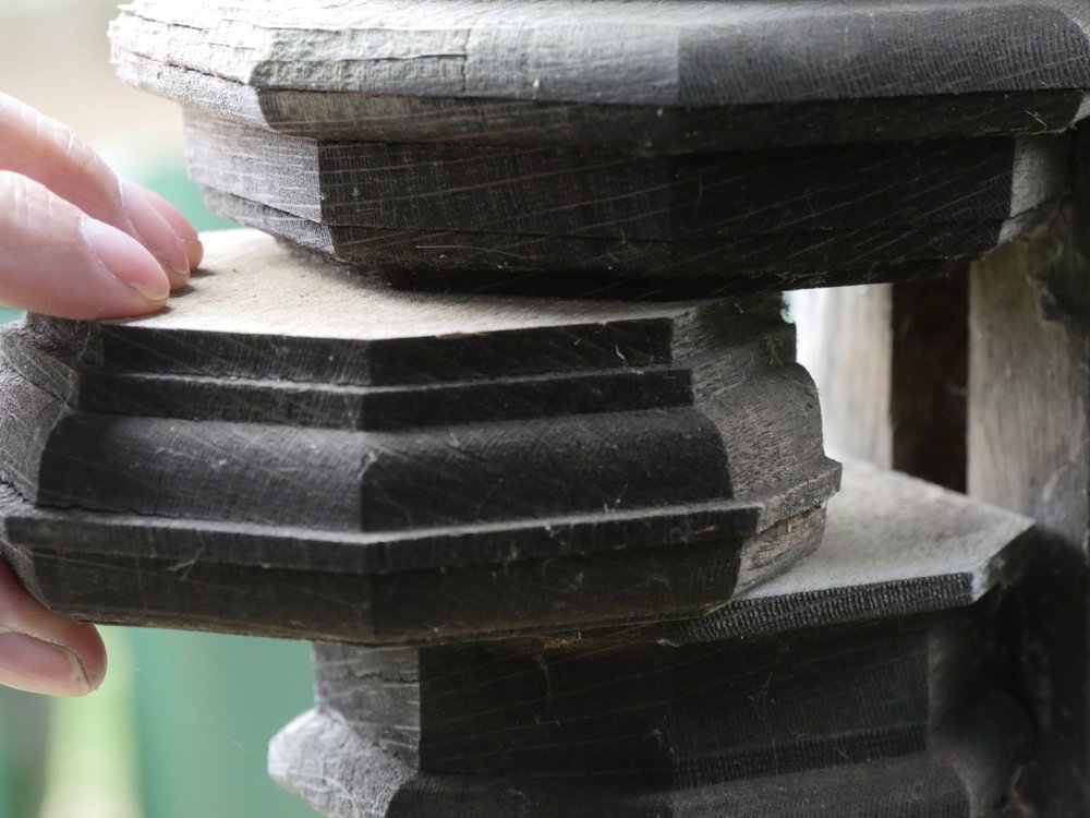 ...shows unexposed wood and the gold of the oak but...