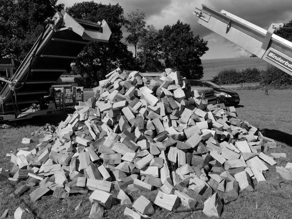 Split, crosscut and piled a mile high in an hour. I did wonder what most wood is used for these days.