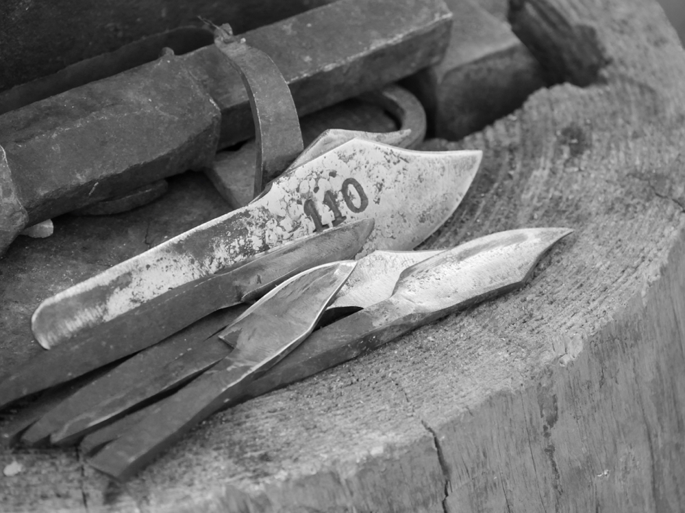 Knife blades from a coil of steel.